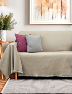 Ριχτάρι Βαμβακερό Μπεζ - Λαδί Ζακάρ - Elite Home - 4 Διαστάσεις