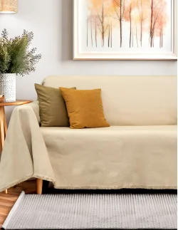 Ριχτάρι Βαμβακερό Μπεζ Σαμπανιζέ - Elite Home - 4 Διαστάσεις