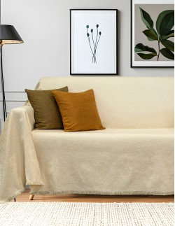 Ριχτάρι Βαμβακερό Εκρού Ζακάρ Φυλλωτό - Elite Home - 4 Διαστάσεις