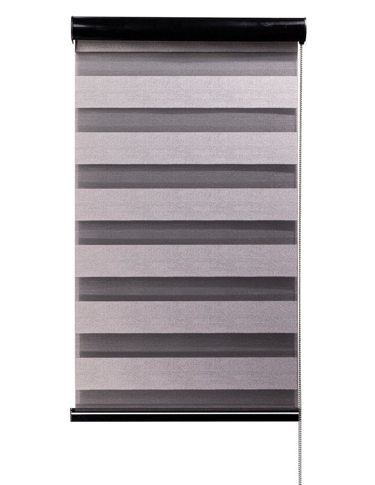 Ρολοκουρτίνα διπλή zebra V-9073 ασημί-ανθρακί