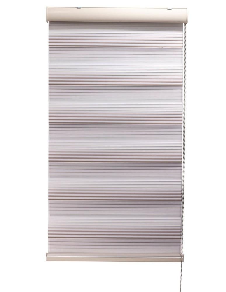 Ρολοκουρτίνα διπλή zebra ντεγκραντέ με πιέτα V-9271 εκρού-μπεζ-λαδί